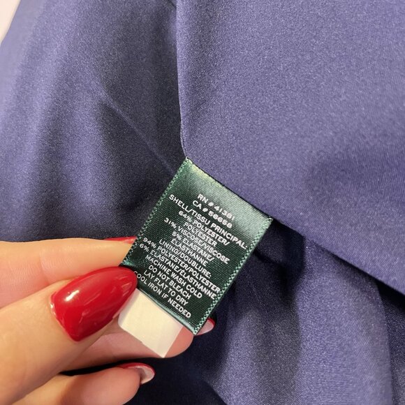 Lauren Ralph Lauren Blazer Jacket Zip Up Twill Navy Blue Career Business Sz 10 - Picture 8 of 9